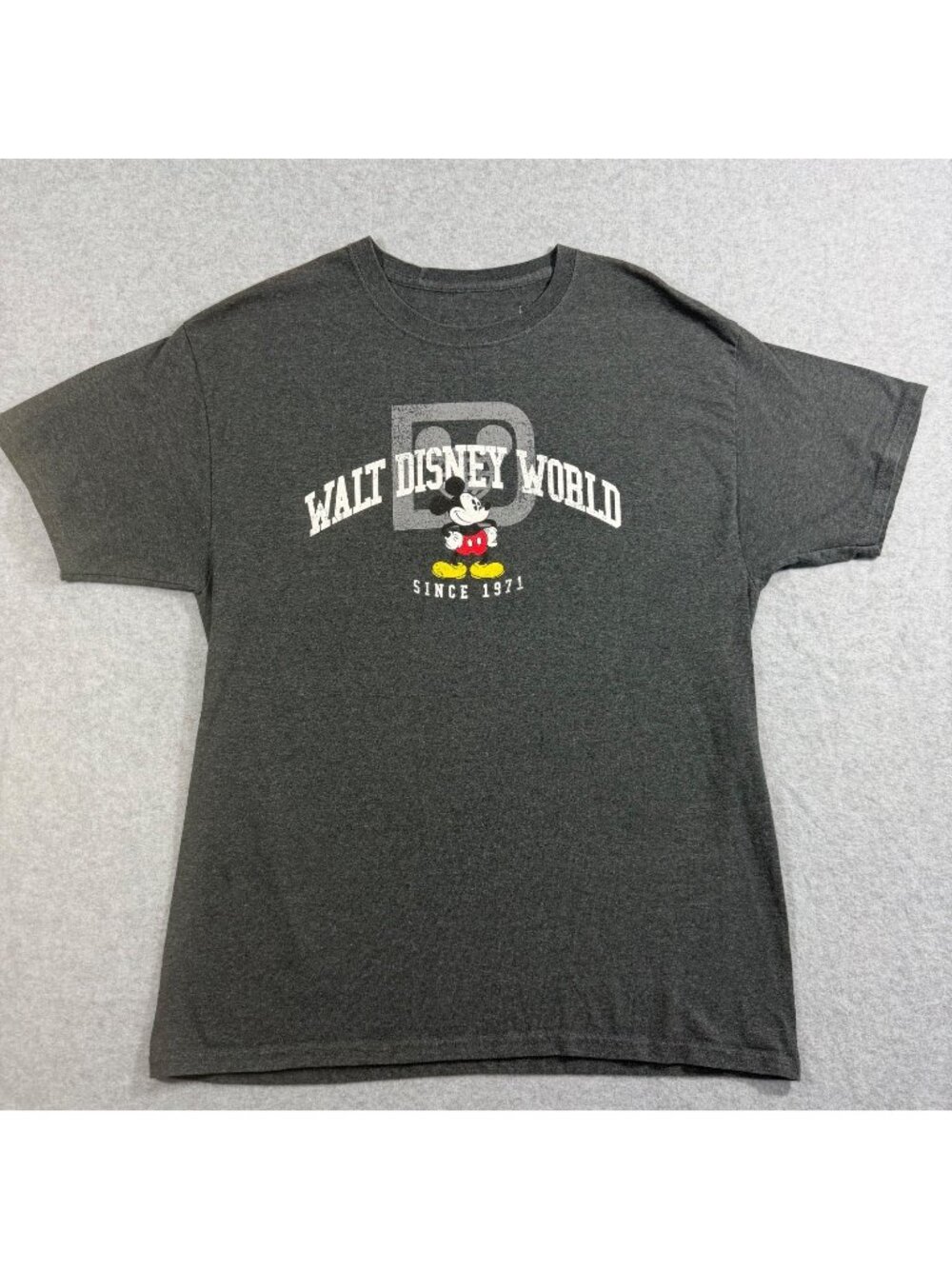 Walt Disney World Mickey Mouse Men's Large Gray Vintage Graphic T-Shirt Hanes